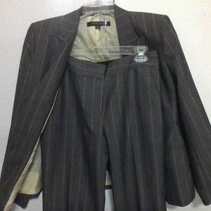 Anne Klein 6P Suit Dark Brown with pinstripes on Jacket and Pants